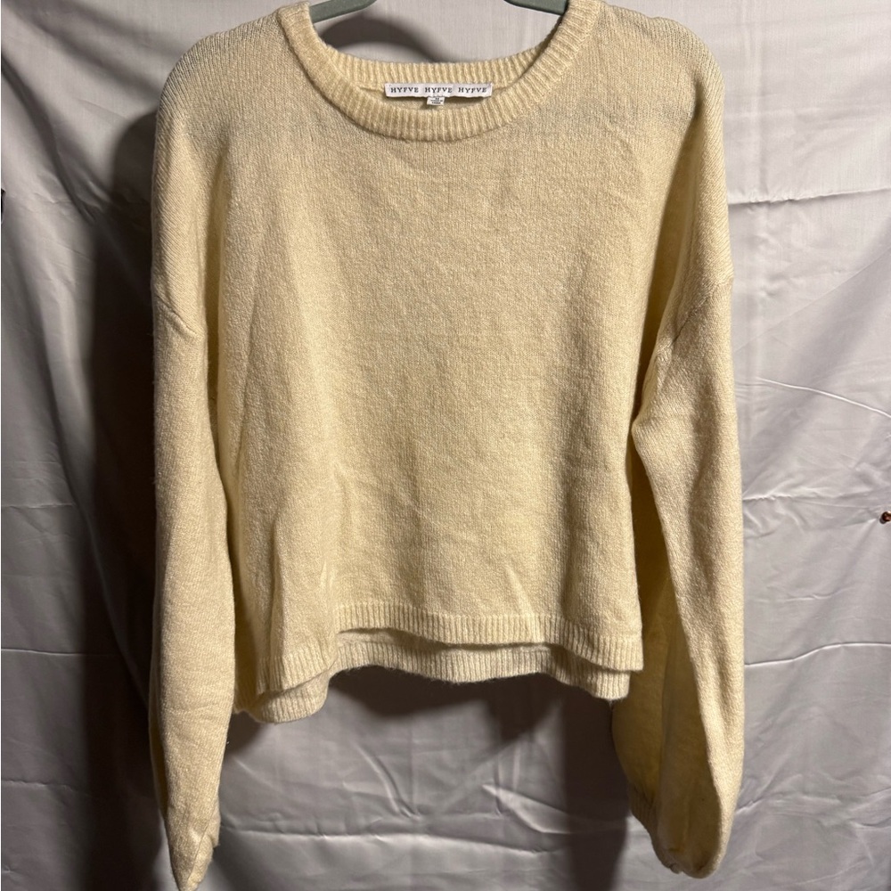 HYFVE Cream Sweater With Balloon Sleeves